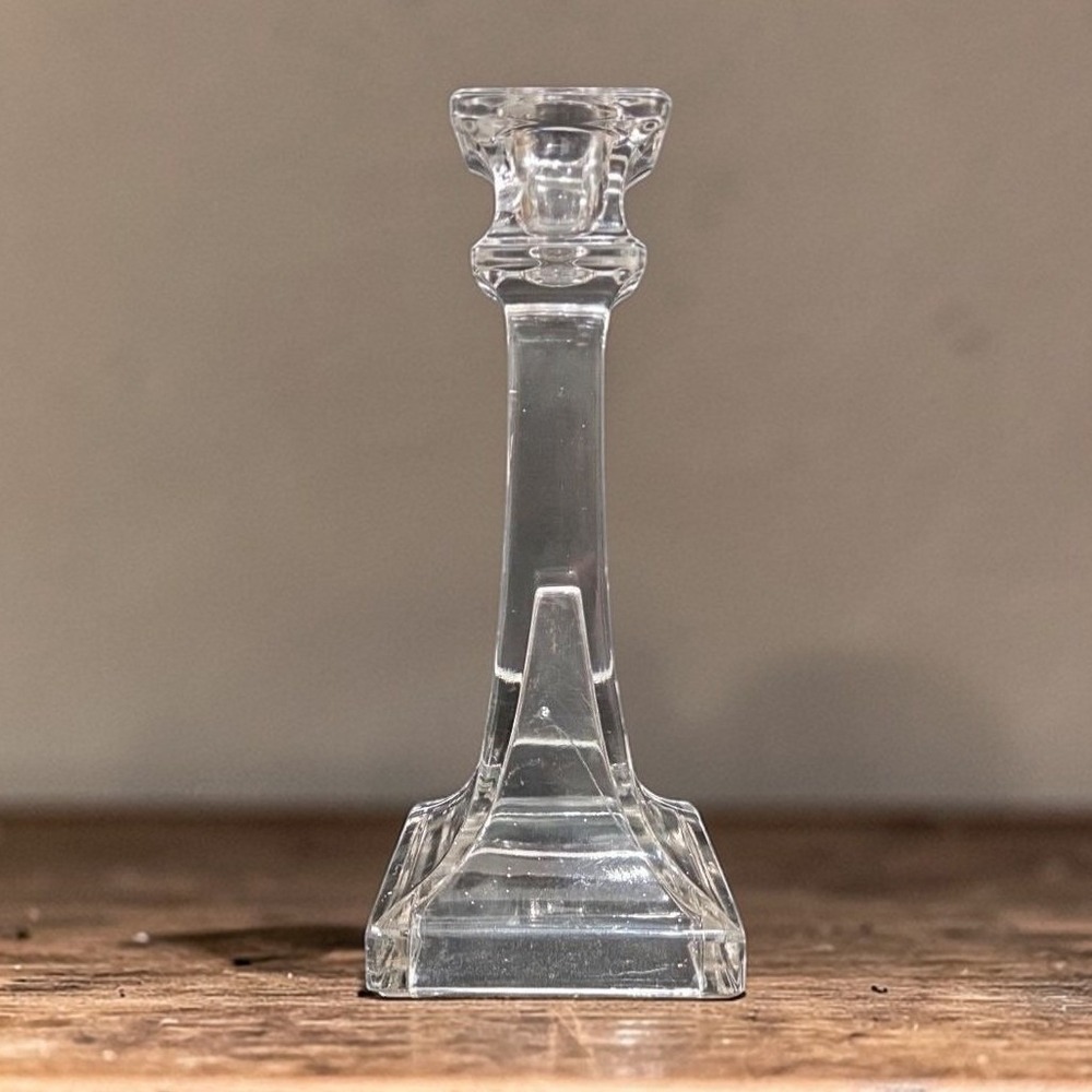 Westmoreland Style Vintage Square Cut Clear Glass Candlestick,‎ Candle Holder